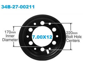 Aftermarket 34b-27-00211 Komatsu Forklifts Two Split Wheel Rims Assembly 7.00x12 Tyre