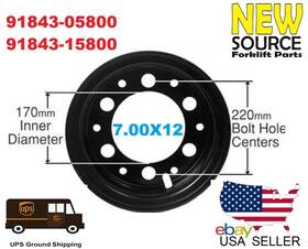 Aftermarket 91843-05800 Mitsubishi Forklifts Two Split Wheel Rims Assembly 7.00x12 Tyre