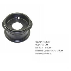 Sy107896 Aftermarket Forklift Rim 6.50-10 Tire 6 Bolt Id 110mm Hole Center 139mm