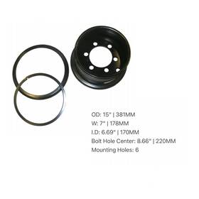 Sy1223342 Aftermarket Forklift Rim 28x9-15 Tire 6 Bolt Id 381mm Hole Center 220mm