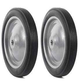 Ar-pro 810071110788 12 Inch X 1.75 Flat Free Solid Rubber Wheel Assemblies 2-pack - With Ball Bear