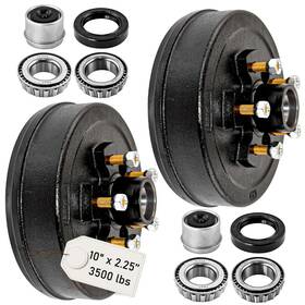 Aw-rbt-5x50d-2k Aurawins 5 On Inch Trailer Brake Drum Kit For 3500lbs Axle Hub Heavy Duty Bolt