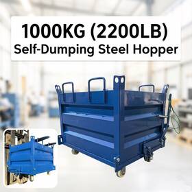 170226 Banfluxion 2200lb/1000kg Self-dumping Steel Hopper With Wheels For Manual Operation Forklifts