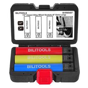B1r95497 Bilitools 1/2 Inch Drive Impact Lug Nut Socket Set 17 19 21 Mm Extra Long 6 Non