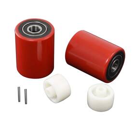 Carbo Glide 810017353774 Pallet Jack/truck Load Wheels Set 2 Pcs 3 X 3.75 With Bearings Id 20mm Poly Trea