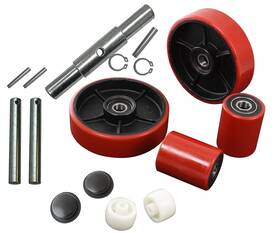 Pr-72275375-ab Carbo Glide Pallet Jack/truck Full Set Red With Axles Steering Wheels 7 Inch X 2 Pair Front