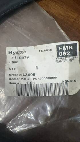 4110979 Continental Hyster Hose 24 1/2 Inch