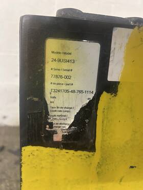 3241705-48-765-1114 Cr 48v Forklift Battery With 230v 1 Ph Charger 765 Ah 2500 Lbs 38.5l X 27w 22.75h
