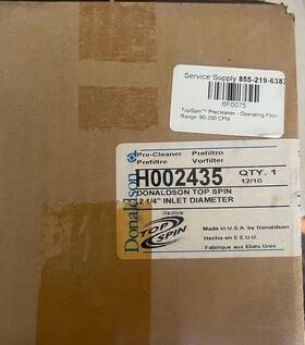H002435 Donaldson Precleaner Topspin 2 1/4 Inch Inlet Diameter - Nos