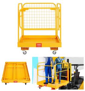 Etsg 699987777076 Steel Forklift Safety Cage Work Platform Basket 1200lbs Capacity With Wheels