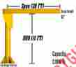 H21420 Heavy Duty Freestanding Floor Mount 2 000 Lb 1 Ton Jib Crane 14 Hub 20 Span