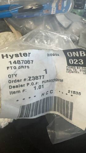 1487064 Hyster Nos Forklift Fitting