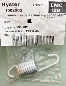 1502503 Hyster New Genuine Forklift Brake Shoe Return