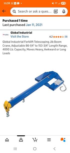 T9a988947 Jib Global Industrial Forklift Telescoping Boom Crane 86-1/4 Inch - 153-3/4 L 400