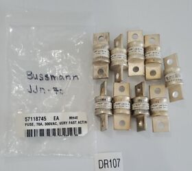 Jjn-70 New Lot Of 9 Bussmann Very Fast Acting 300v 70a Fuses Warranty