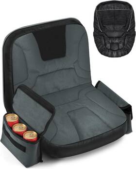 Us-ya00282-m-b-pl-us Pacetap Tractor Seat Cover With Drink Pouch Heavy Medium Gray&black