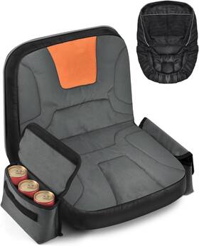 Us-ya00321-pl-us-le Pacetap Tractor Seat Cover With Drink Pouch Heavy Large Gray&orange