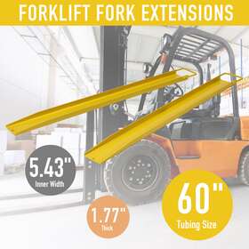 Preenex 719868662540 2 Pack 60 Inch X5.5 Pallet Fork Extensions Slide-on Heavy Duty Forklift Loader Truck