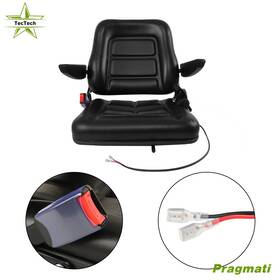 Yi246582t Tectech Universal Forklift Seat Fold Down Tractor Adjustable Back &seatbelt Armrest