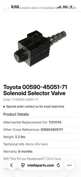 00590-45050-71 Toyota Valve Solenoid Assembly Oem New