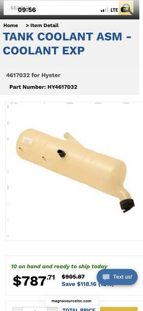 582019415 Yale Coolant Expansion Tank Asm Forklift Part