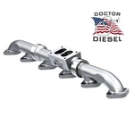 Stainless High Flow Exhaust Manifold For 1995-2004 Model Caterpillar Trucks. Fixed Price $949.99.