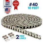 Jeremywell #40NP Nickel Plated Roller Chain 10 Feet With 2 Connecting Links. Fixed Price $27.95.