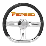 D-shape 14" Chrome Spoke Steering Wheel 6-BOLT Black Leather Wrap For Car Truck. Fixed Price $134.99.