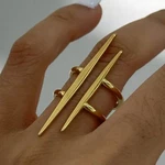 Geometric Double Bar Apex Spike Open Ring 18K Gold Plated Stainless Steel. Fixed Price $15.40.