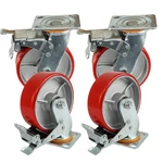 4 Pack 6 Inch Swivel Plate Total Lock Brake Heavy Duty Red Caster Wheels. Fixed Price $61.87.