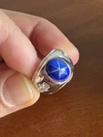 Silver Tone Simulated Linde Star Sapphire Ring Size 7. Fixed Price $39.99.