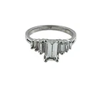 14K White Gold Step Design Diamond Engagement Ring Size 5.25-5.5 #16485. Fixed Price $4744.08.