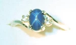 8 X 6 Mm, Azure Blue Linde Star Sapphire Accented Ring 925 Sterling Silver Sz 7. Fixed Price $89.95.