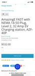 Amazinge Fast With Nema 14-50 Plug, Level 2, 32 Amp Charging Station, AZF-40P. Fixed Price $430.00.