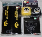 Ncaa Iowa Hawkeyes Auto Gift Set-seat Belt Pads-chrome Emblem-fuzzy Dice New. Fixed Price $21.00.