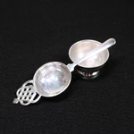 Vintage Silver Plated Tea Strainer With Drip Cup Ornate Crown Lattice Design. Fixed Price $15.99.