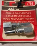 Milton S792 Female Coupler Plug. Fixed Price $11.00.