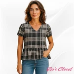 Thakoon Kohl Crown Top Black Grey White Blouse V Neck Sz M Nwt. Fixed Price $23.96.