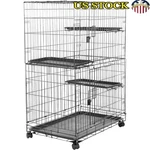 Tall 3-TIER Cat Cage Playpen Indoor Durable Metal W/ Locking Wheels & Doors New. Fixed Price $127.90.