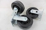 3 Large Poly Caster 6" X 2" Wheels Black One Swivel 11/21 Heavy Duty. Fixed Price $74.99.