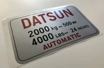 Datsun CFG003 Forklift Load Rating Automatic Decal. Fixed Price $5.00.