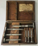 Hutton & Jenks Jiffy Valve Seat Surfacing Set Wood Box Bancroft Iowa C. 1935. Fixed Price $32.95.