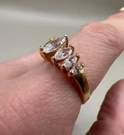 Linde Cz Marquise Ring 14K Hge Gold Plated Graduated Cluster Band Size 6.5. Fixed Price $49.99.