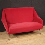 Modern Italian Vintage Design Velvet Red Sofa, Lounge 900. Fixed Price $5477.08.