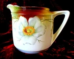 Vintage C.1900 Art Nouveau Wild Rose Pitcher By # Crown China - Germany. Fixed Price $75.00.