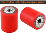 Fit Lift-rite L-50: Pallet Jack Load Wheel, 3" X 3.75" Polyurethane, Replacement. Fixed Price $36.95.