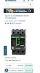 Schneider Ele. Circuit Breaker, Powerpact J, 200A, 600VAC, Thermal Magnetic. Fixed Price $1000.00.