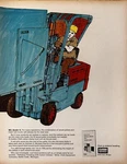 1966 Clark Carton Clamp Truck Illustrated Print Ad - Forklift, Warehouse Machine. Fixed Price $47.99.