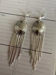 Earrings Pierced Conch Big Sterling Vintage Hang Down 3/4" Box Link Fringe. Fixed Price $68.99.