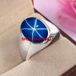 Lab Created Linde Star Sapphire With 925 Sterling Silver Men's Ring #1082. Fixed Price $125.48.